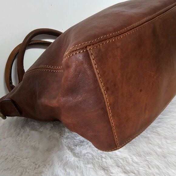 Amber Rose Brown Leather Shoulder Bag Boho Fur Flaw - Picture 9 of 16